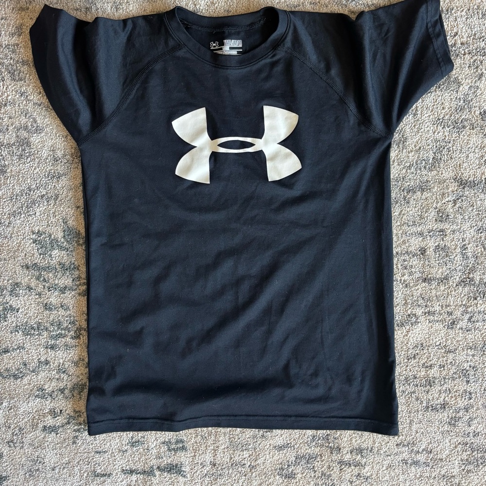Under Armour Kids Black Tee with White Logo